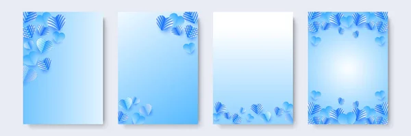 Happy Valentine Day Blue Papercut Style Love Card Design Background — Stock Vector