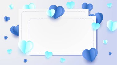 Sevgililer Günü hediye kartı mavi kağıt kesim stili tasarım arkaplanı
