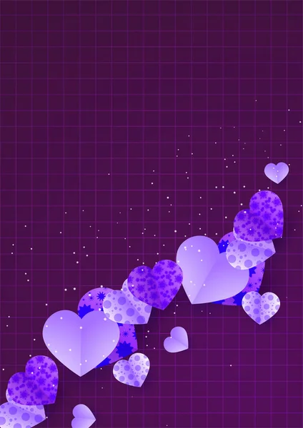 Happy Valentine Dag Donker Paars Papercut Stijl Liefde Kaart Ontwerp — Stockvector
