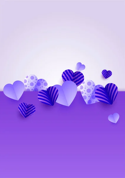 Saint Valentin Violet Papercut Style Love Card Design Background — Image vectorielle