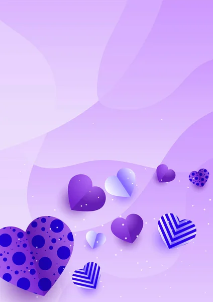 Gradiente Wave Love Púrpura Estilo Papercut Love Card Design Background — Archivo Imágenes Vectoriales