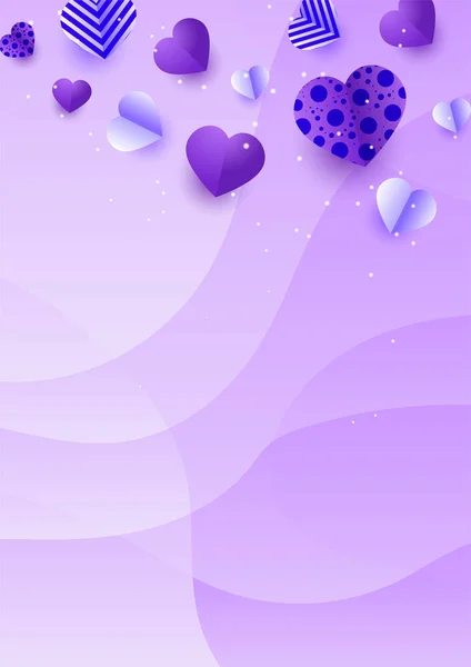 Gradient Wave Love Purpurowy Papercut Styl Love Card Design Background — Wektor stockowy