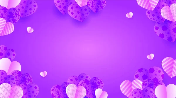 Valentine Day Purple Papercut Style Design Background — Stock Vector