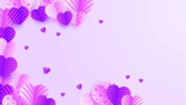 Valentine Lila Papercut Stil Design Hintergrund — Stockvektor