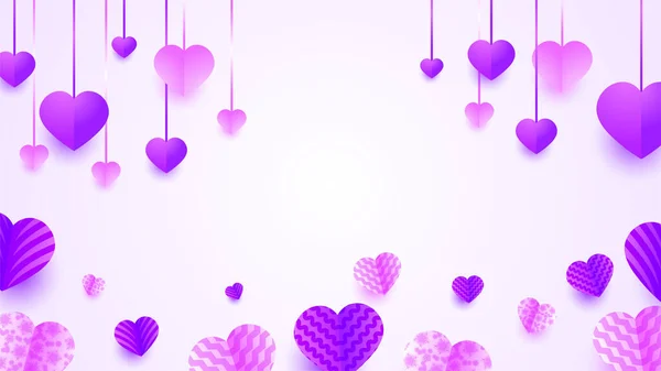 Valentine Clear Purple Papercut Style Design Background — Stock Vector