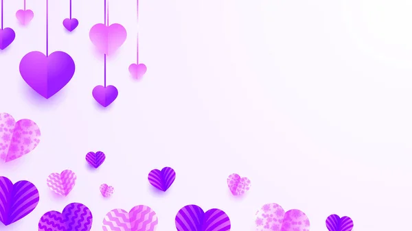 Valentine Clear Purple Papercut Styl Tła Projektu — Wektor stockowy