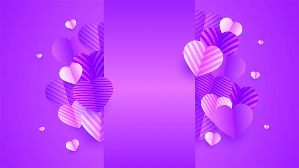 Gradient Glow Love Purple Papercut Style Fond Conception — Image vectorielle