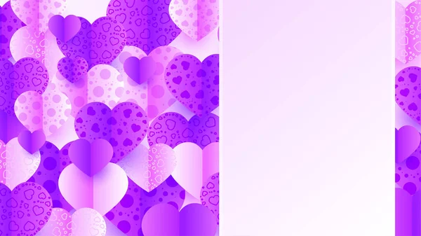Tarjeta San Valentín Blanco Púrpura Estilo Papercut Fondo Diseño — Archivo Imágenes Vectoriales