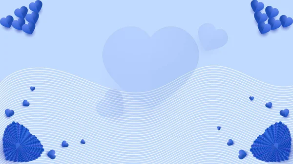 Sweet Valentine Day Blue Papercut Stil Design Hintergrund — Stockvektor
