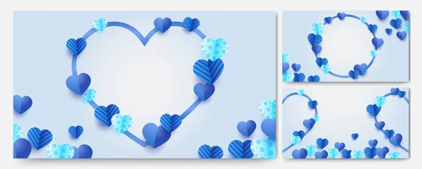 Piękne Walentynki Niebieski Papercut Styl Tła — Wektor stockowy