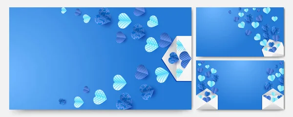 발렌타인의 Blue Papercut 스타일 디자인 — 스톡 벡터