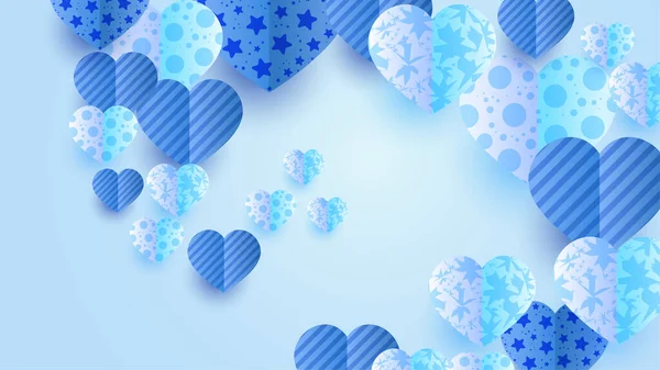 Valentine Blue Papercut Styl Tła Projektu — Wektor stockowy