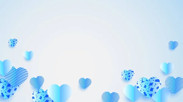 Szczęśliwe Walentynki Niebieski Papercut Styl Tła — Wektor stockowy