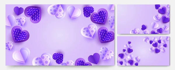 Valentine Violet Papercut Style Fond Conception — Image vectorielle