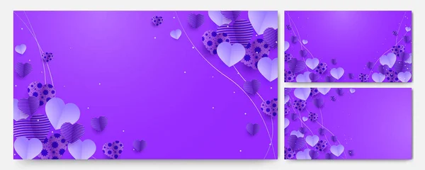 Joyeuse Saint Valentin Violet Papercut Style Fond Conception — Image vectorielle