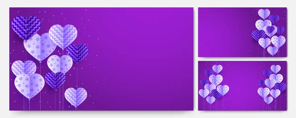 Hermoso Día San Valentín Púrpura Papercut Estilo Fondo Diseño — Vector de stock