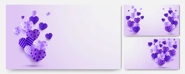 Amour Saint Valentin Violet Papercut Style Fond Conception — Image vectorielle