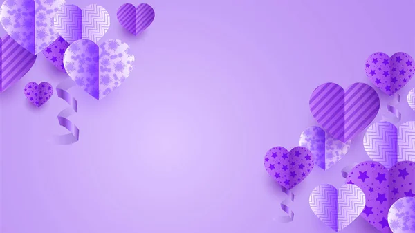 Feliz Dia Dos Namorados Purple Papercut Estilo Design Fundo —  Vetores de Stock