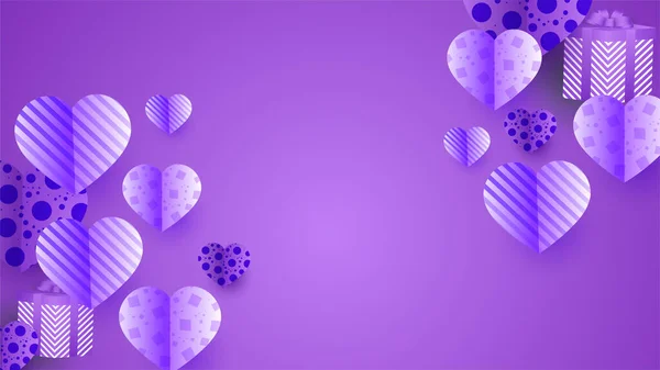 Feliz Dia Dos Namorados Purple Papercut Estilo Design Fundo —  Vetores de Stock