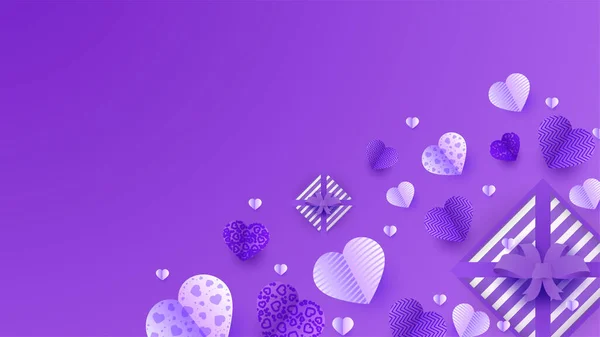 Feliz Día San Valentín Purple Papercut Estilo Fondo Diseño — Archivo Imágenes Vectoriales