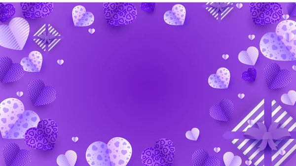 情人节快乐 紫色纸片风格的设计背景 — 图库矢量图片