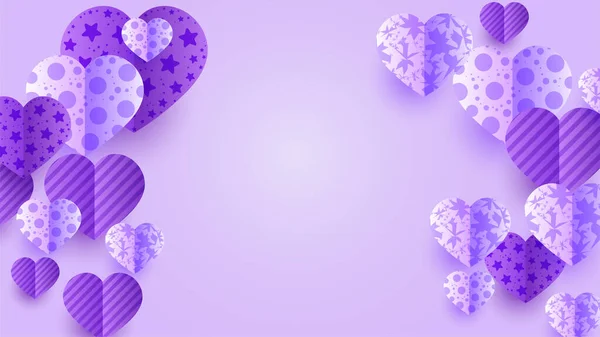 瓦伦丁紫色纸片风格的设计背景 — 图库矢量图片
