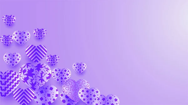 Feliz Dia Dos Namorados Purple Papercut Estilo Design Fundo — Vetor de Stock