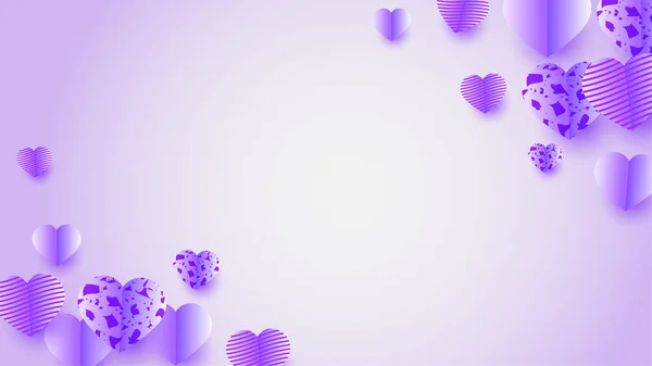 Feliz Día San Valentín Purple Papercut Estilo Fondo Diseño — Vector de stock