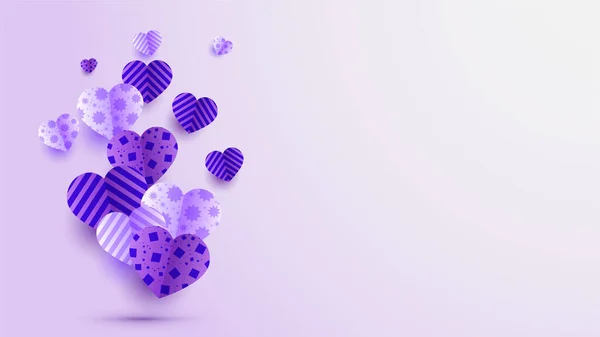 Amour Saint Valentin Violet Papercut Style Fond Conception — Image vectorielle