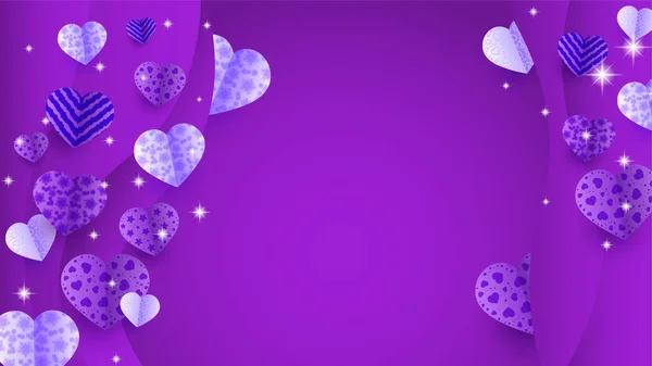 Красивый День Святого Валентина Фиолетовый Стиль Оформления — стоковый вектор