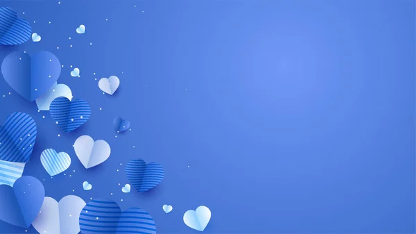 Valentine Day Blue Papercut Style Design Background — Stock Vector