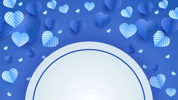 Valentinstag Blue Papercut Stil Design Hintergrund — Stockvektor