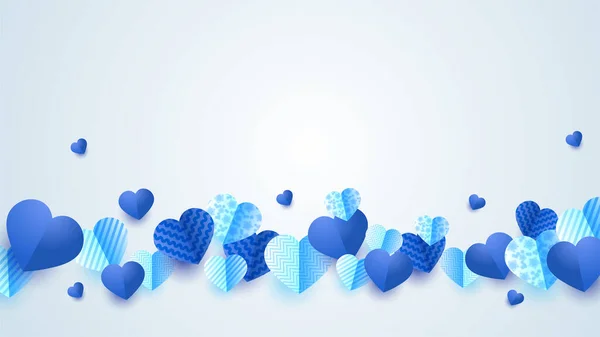 Valentijnsdag Blue Papercut Stijl Design Achtergrond — Stockvector