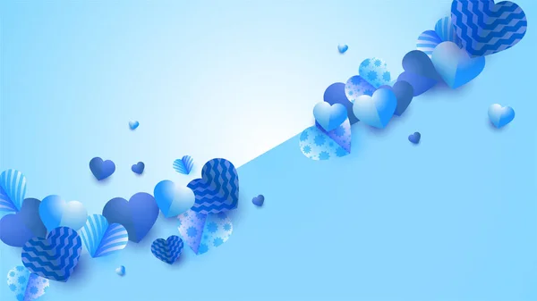 Valentine Day Blue Papercut Style Design Background — Stock Vector