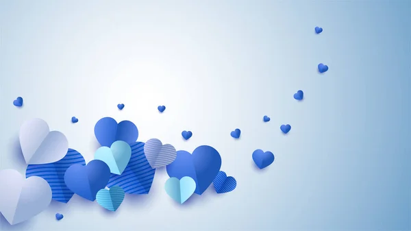 Valentine Blue Papercut Style Design Background — Stock Vector