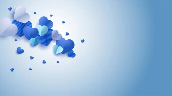 Valentine Blue Papercut Design Hintergrund — Stockvektor