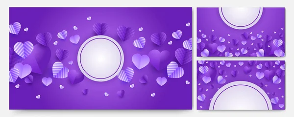 Saint Valentin Violet Papercut Style Fond Conception — Image vectorielle