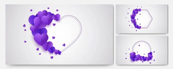 Valentine Violet Papercut Style Fond Conception — Image vectorielle