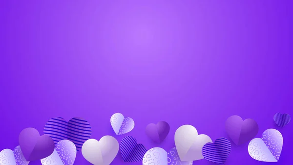 Valentine Day Purple Papercut Style Design Background — Stock Vector