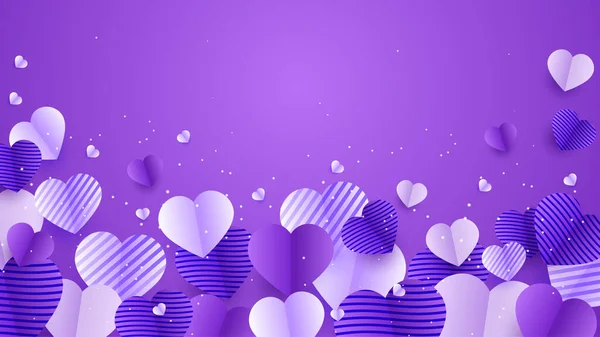 Saint Valentin Violet Papercut Style Fond Conception — Image vectorielle