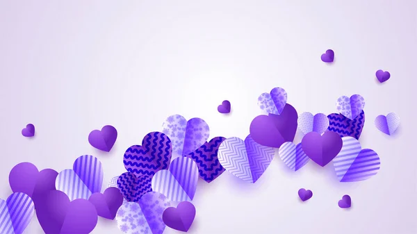 Día San Valentín Púrpura Papercut Estilo Fondo Diseño — Vector de stock