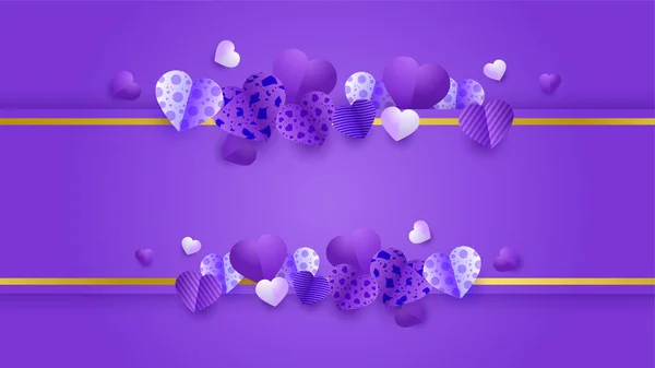 Valentine Luxe Violet Papercut Style Fond Conception — Image vectorielle