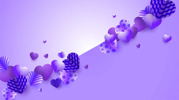 Saint Valentin Violet Papercut Style Fond Conception — Image vectorielle