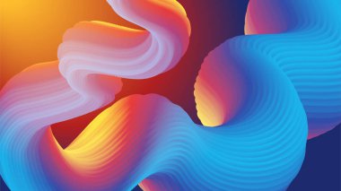 3D gradyan dalga Mavi Turuncu Soyut Tasarım Sancağı