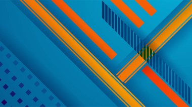 Çizgiler Mavi Turuncu Soyut Tasarım Sancağı