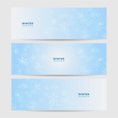 Kış arkaplanı Mavi Kar Tanesi tasarım şablonu pankartı