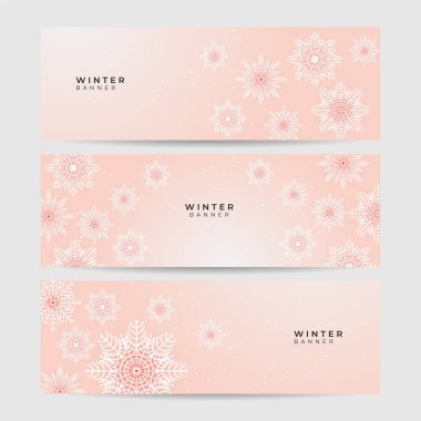 Yumuşak kış şeftalisi Kar Tanesi tasarım şablonu pankartı