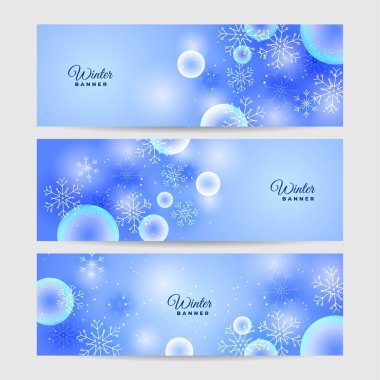 Parlak kar Mavisi Kar Tanesi tasarım şablonu pankartı