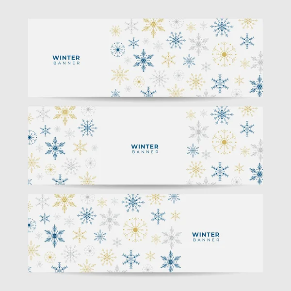 Schneeklare Weiße Schneeflocke Design Vorlage Banner — Stockvektor