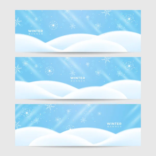 Winter Background Blue Snowflake Design Template Banner — Stock Vector